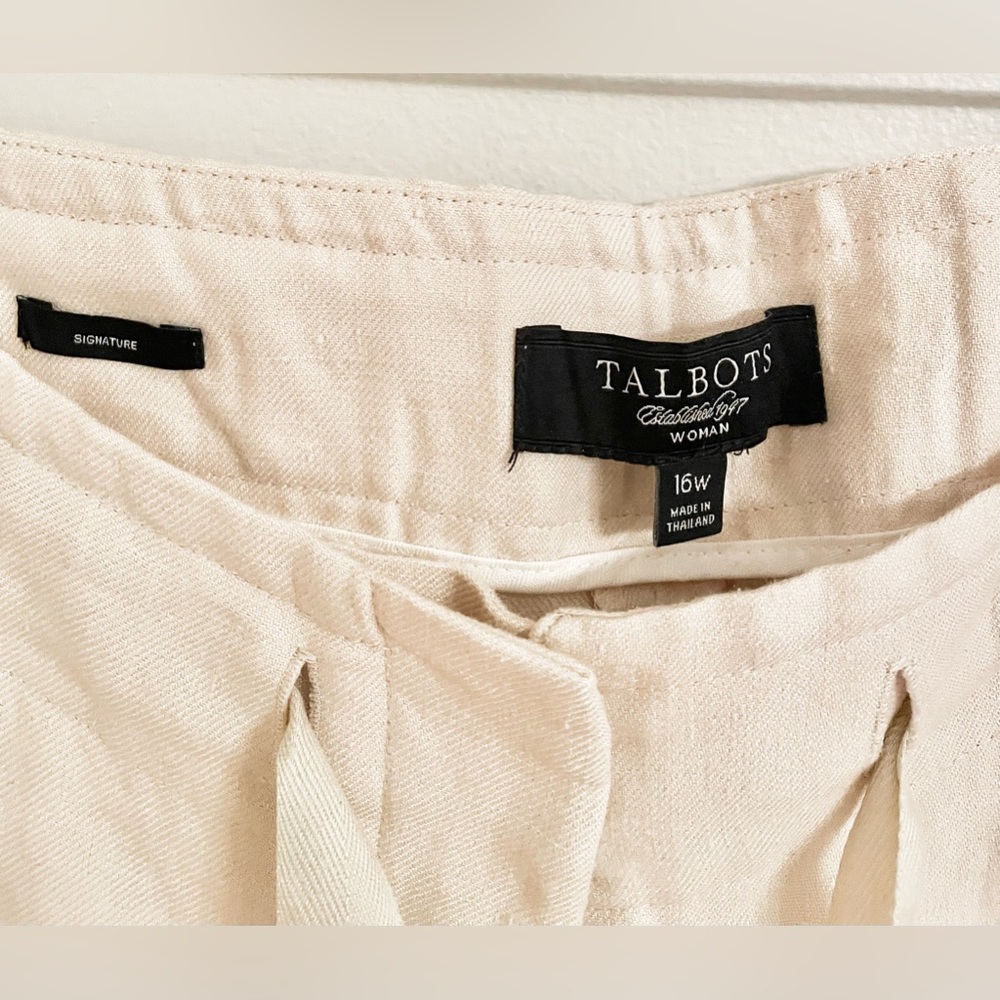 Talbot's: Classic Linen Trousers Cream Size 18W- EUC - Picture 5 of 9